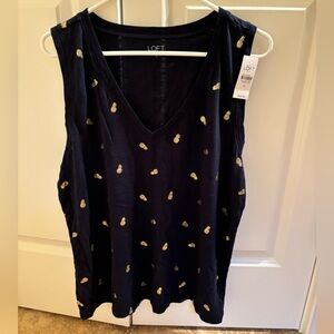NWT! Navy Loft tank top with gold pineapple accents. PERFECT for summer!
